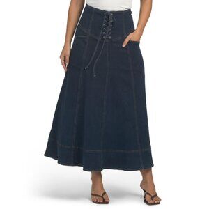 MOON RIVER denim Denim Lace Up Skirt